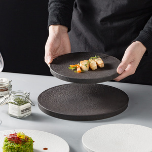 Assiette de service en céramique de 10 pouces pour restaurant, vaisselle occidentale pour steak, plat à dessert, vente en gros - Product Image 2