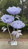 Lussuoso e Romantico Sfondo Scenografico con Fiori Giganti in Organza per Ingresso Matrimonio, Decorazione per Banchetti di Fidanzamento, Vetrine di Negozi