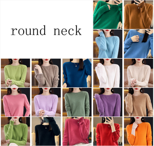 Maglione da <span class=keywords><strong>Donna</strong></span> in <span class=keywords><strong>Cashmere</strong></span> 100% a Collo Tondo, Taglie S-XXL, Pullover Largo con Orlo Morbido, Nuovo Colore Unito per Autunno/Inverno - Product Image 3