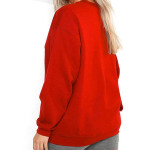 Sudadera de Moda Urbana de Color Rojo Liso, Venta al por Mayor de Fábrica, Estilo Profesional para Mujer, Sudadera de Manga Larga con Cuello Redondo - Product Image 6