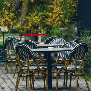 Terrasse Chaises empilées en rotin osier français <span class=keywords><strong>Paris</strong></span> <span class=keywords><strong>Bambou</strong></span> Jardin Chaises bistro Chaises de <span class=keywords><strong>bar</strong></span> bistrot Mobilier extérieur en aluminium - Product Image 3