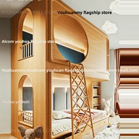 Lit superposé multifonctionnel en bois massif pour enfants, personnalisable pour toute la maison, idéal pour petit appartement, avec échelle
