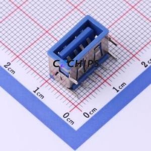 912-321A105DD10200 USB Connector Bent Lead Through Hole Connector Type-A Female Right Angle Insert 4P - Product Image 1