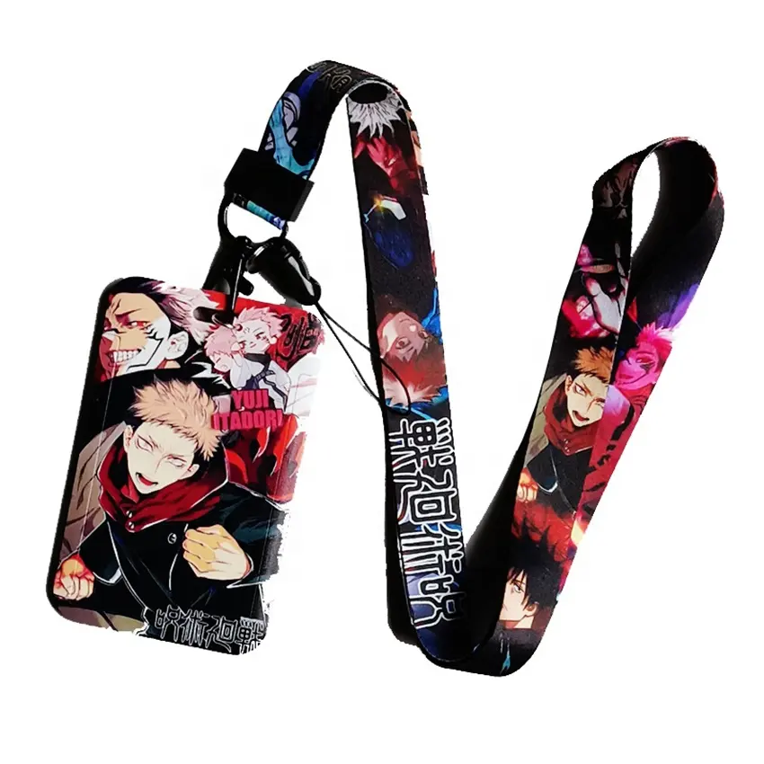 Cool Anime Jujutsu Kaisen Cartoon Lanyard For Student School Children Bus ID Credit Card Cover Plastic Card Holders