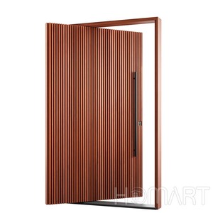 Puerta de Entrada Exterior Insonorizada con Rejilla, Panel Único, Marco de Madera con Acabado de Grano, Precolgada - Product Image 2
