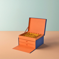 Luxueuse boîte de papier de rangement à tiroir multicouche boîte-cadeau de bijoux en chocolat avec diviseur doré