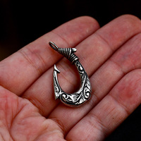 Viking Mermaid Collection 316 acier inoxydable Fine Fashion PVD or hameçon Viking pendentif collier avec chaîne à maillons