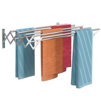 Estante de Secado de Acordeón Montado en Pared con 5 Varillas, 60-120cm Ajustable, Plegable, de Metal, para Toallas, Ahorro de Espacio, Estante de Almacenamiento para Lavandería, CE