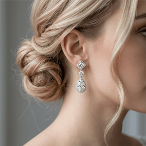 Pendientes <span class=keywords><strong>de</strong></span> Diamante en Forma <span class=keywords><strong>de</strong></span> Pera para Mujer, Anillo <span class=keywords><strong>de</strong></span> Diamante Cultivado en Laboratorio, Pendientes Pavé, <span class=keywords><strong>Oro</strong></span> Blanco <span class=keywords><strong>de</strong></span> 18K, Certificado IGI para Compromiso - Product Image 4