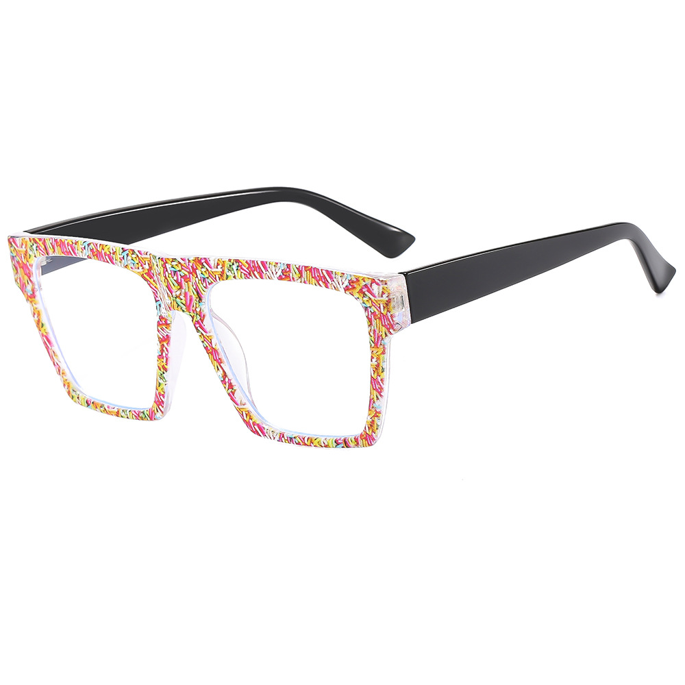 2023 New Trend Rainbow Color Anti-blue Light Non-prescription Glasses Internet Celebrity Street Photo Face Thin Glasses Frame