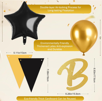 Bannière Joyeux Anniversaire Noir et Or, Drapeaux Triangulaires, Carte Enveloppe, Couronne, Décorations de Gâteau, Confettis, Ballons en Latex pour Décoration de Fête d'Anniversaire