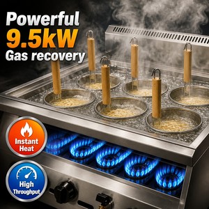 เตาต้มบะหมี่แก๊ส LPG แบบตั้งโต๊ะ 6 ช่อง ขนาด 9.5 กิโลวัตต์ สำหรับร้านอาหารเอเชีย ทำราเมน อุด้ง โฟ - Product Image 2