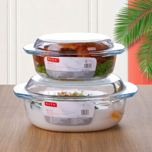 Plat de Cuisson Hxglass Grande Vente Plat à Rôtir en Verre Ovale Rond pour <span class=keywords><strong>Poisson</strong></span> 1,6L 3,5L Plat de Cuisson en Verre Trempé <span class=keywords><strong>Cocotte</strong></span> avec Couvercle - Product Image 1