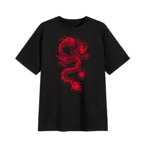 힙합 인쇄 로고 남자 남자 중국 스타일 티셔츠 사용자 정의 드래곤 인쇄 T 셔츠