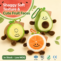 Kawaii fruit- en groentepluche sleutelhangers van katoen: appel, sinaasappel, avocado, kiwi, sterfruits, druif, wortel, pluizig zacht tasbedeltje, cadeau, voorraad