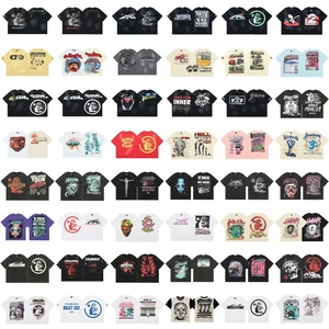 2026 American Trendy High Street <span class=keywords><strong>HELL</strong></span> Maglietta Unisex 240g Traspirante Lavata Effetto Vintage Casual Larga Retrò a Maniche Corte - Product Image 2