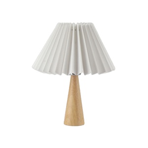 Nordic Bedroom Bedside <strong>Ins</strong> Girls Table Lamp Warm Simple Wood Korean Retro Pleated Rattan Lamp <strong>Plug</strong> <strong>in</strong> Desk Night Light - Product Image 1