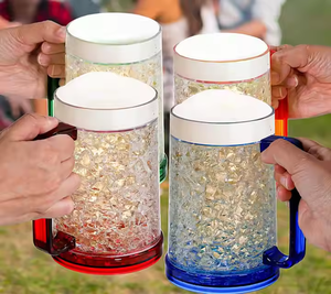 Gel aislado de doble pared, pinta de plástico, congelable, 16 oz, claro, rojo, verde, azul, enfriador, cerveza helada, taza de jugo de agua - Product Image 5