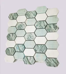 Mosaico de resina hexagonal para decoração de paredes, pisos, banheiros, cozinhas, azulejos, personalização de suporte de fábrica