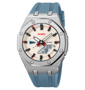 SKEMI 2243 haute qualité double Movt alarmes montres quotidiennes en Silicone Reloj montre à Quartz numérique pour hommes - Product Image 3