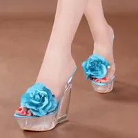 Sandales compensées transparentes pour femmes, prix de gros, talon de 14 cm, plateforme, chaussures de pole dance, chaussures de luxe