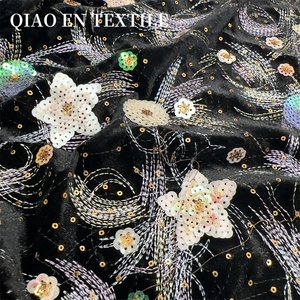 Tissu en maille brodé à paillettes tridimensionnelles robuste pour hauts de mariage robes Cheongsam tenues pour garçons tissus en tissu - Product Image 3