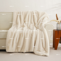 Plaid double face en fausse fourrure moelleuse et luxueuse 750 GSM, ultra doux, pour l'hiver, 100% polyester, réversible, type Minky