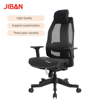 Chaise de bureau ergonomique moderne en maille pour le gaming, avec appui-tête réglable, pivotante et inclinable, noire, pour usage informatique, domestique ou en atelier.