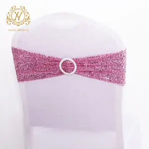 Stretch Sequins Chair Back Flower Round Rhinestone Buckle Chair Cover Bow Chair Backrest Decoration For Hotel Wedding Banquet