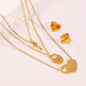 Ensemble de bijoux en acier inoxydable plaqué or GOODLUCK, collier et boucles d'oreilles, style vintage, accessoires de mode de luxe pour femmes - Product Image 5