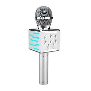 kondenser mikrofon led Suppliers-LED USB karaoke kablosuz kondenser bluetooth mikrofon hoparlör ile