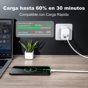 สายดาต้า USB to Type-C ชาร์จเร็ว 1 เมตร 3.3 ฟุต สีขาว สายทองแดง ป้องกันการหักงอ สำหรับโทรศัพท์และแล็ปท็อป พร้อมโลโก้ OEM - Product Image 4