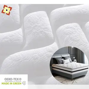 Factory Outlet Sofa Fabric Upholstery Jacquard White Embossed Large Flowers Jacquard Fabric Knitted Fabric For Spring Mattress