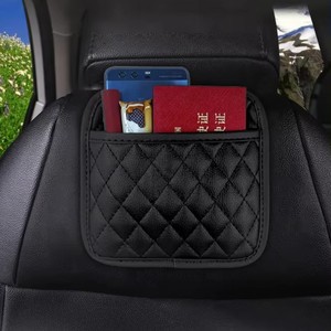 Kantong Penyimpanan Mobil Kulit PU, Organizer Pintu Belakang Jok, Tas Penyimpanan Mobil Tempel, Universal untuk Semua Mobil - Product Image 2