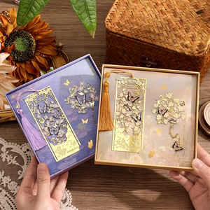 2 buah bunga berongga & kupu-kupu logam bookmark Set elegan rumbai bookmark ukuran besar buku Mark hadiah sempurna untuk pecinta buku - Product Image 3