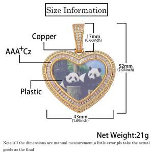 DUYIZHAO DIY Cadre Photo Double <span class=keywords><strong>Love</strong></span> Pendentif Thème Mémoire Accessoires Hip Hop <span class=keywords><strong>Rap</strong></span> Rock Bijoux avec Chaîne Corde 3MM 24 pouces - Product Image 2