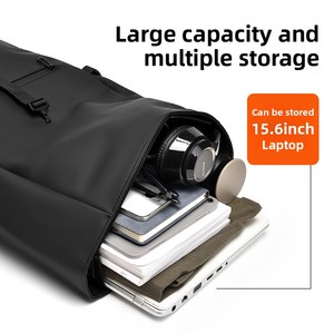 Oxford Cloth Durable Waterproof Roll-Top <b>15</b>-inch <b>Laptop</b> Backpack School Commuting Climbing Tour Double Shoulder Strap - Product Image 3