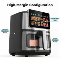 Air Fryer Layar Sentuh dengan Jendela Transparan, Bahan Stainless Steel, Minim Minyak, Multifungsi untuk Memanggang dan Menggoreng di Rumah
