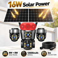 Kamera CCTV Solar PTZ Wistino 16MP 4G Multi Lensa 360 Deteksi Manusia AI Full HD IP66 Tahan Air Harga Pabrik