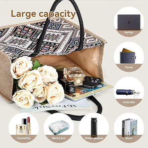 Borsa in juta con manici in morbido cotone per viaggiare - Product Image 4