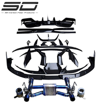Accessoires de voiture en carbone Style M Kit de carrosserie en fibre de carbone sèche jupes latérales de lèvre avant diffuseur arrière système d'échappement pour Ferrari F8