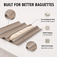 Moule à pain baguette antiadhésif en acier au carbone, plaque ondulée perforée à 2, 3 ou 4 fentes, plateau de cuisson pour four, cuisine domestique, taille 38 cm