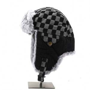 Gorro de Invierno para Hombre, Diseño a Cuadros, Protección para los Oídos, Resistente al Viento, Cálido, Estilo Aviador, Casual, para Esquí - Product Image 2