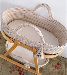 Wholesale Customized Cream Color Handmade Portable Cotton Rope Baby Sleeping <strong>Moses</strong> <strong>Basket</strong> - Product Image 5