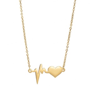 Elegante Collar Coreano de Acero Inoxidable con Colgante en Forma de Latido de Corazón, Collar de Oro Sólido de 14K para Mujeres, Hombres y Niñas - Product Image 5