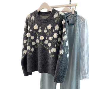 New Style Autumn Winter Heavy Industry Flower Women's Knit <b>Cardigan</b> Fashion Women Sweet Sweater Women <b>Coat</b> Top - Product Image 2