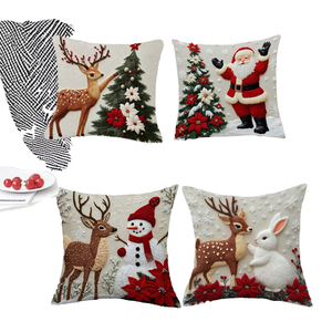 Funda de Almohada Navideña Cuadrada Moderna del Fabricante, Cojín de Poliéster Estampado para Decoración de Sofás en el Hogar y Hoteles - Product Image 1