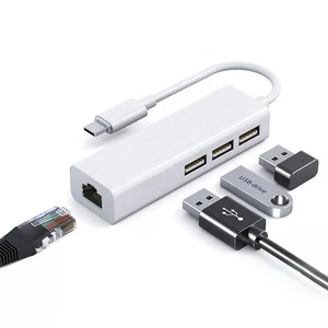 Xput Type-C Loại C <span class=keywords><strong>USB</strong></span> C đến 3 cổng <span class=keywords><strong>USB</strong></span> 2.0 USB2.0 <span class=keywords><strong>HUB</strong></span> và 1 cổng 10/100Mbps RJ45 LAN Mạng Adapter - Product Image 1