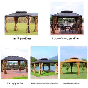 Gazebo <span class=keywords><strong>in</strong></span> <span class=keywords><strong>Ferro</strong></span> <span class=keywords><strong>Battuto</strong></span> Stile Europeo per Cortile Esterno, Terrazza di Villa, Tetto Singolo Mobile Antivento - Product Image 4