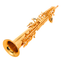 Gold Lacquered Straight Soprano Saxophone BB Tone Brass Musical Instrument for Professional Performance